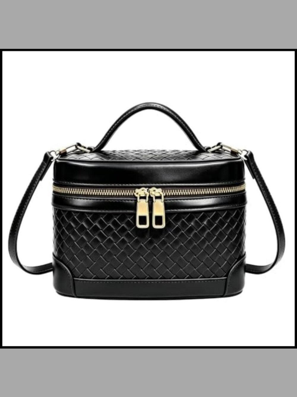 Woven Embossed PU Leather Mini Box Crossbody Purse Satchel Bag